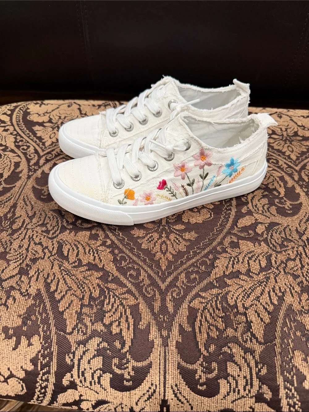 Blowfish Malibu Canvas Sneakers with Multicolor Floral Embroidery